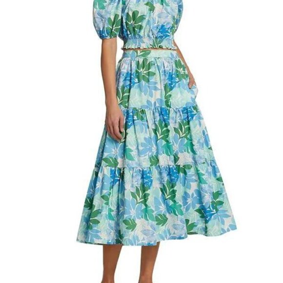 Xirena Angeline Tiered Maxi Skirt in Blue Sails - Size Large - Picture 3 of 5